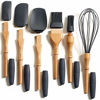 Picture of PortoFino 6 Pc. Baking Utensil Set - Beech Wood & Silicone - Cooking / Kitchen Tools - 9 Large Spatula, Small Spatula, Spoon Spatula, Flat Pastry Brush, Round Pastry Brush, 12 Whisk, Gray