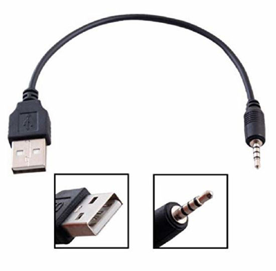 Picture of 2.5mm Male AUX Audio Jack To USB 2.0 Male Charge Cable Adapter Cord / Data