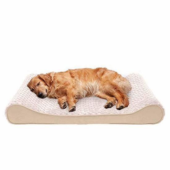 Picture of Furhaven Pet Dog Bed - Orthopedic Ultra Plush Faux Fur Ergonomic Luxe Lounger Cradle Mattress Contour Pet Bed with Removable Cover for Dogs and Cats, Cream, Jumbo