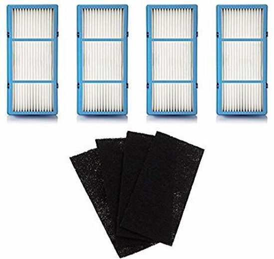 Picture of Nispira 4 Replacement HEPA Filter + 4 Charcoal Booster Pre Filter Compatible with Holmes AER1 Total Air Filter, HAPF30AT for Purifier HAP242-NUC