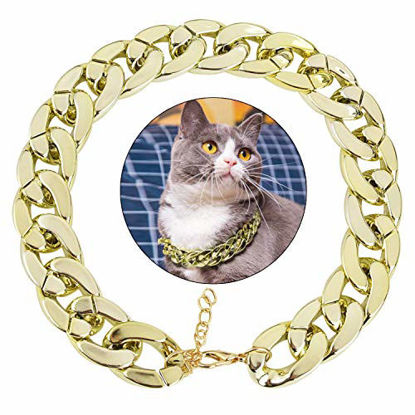 Picture of Legendog Dog Neck Chain, Cuban Link Dog Collar Pet Chain Collar Fashion Cool Plastic Pet Chain Necklace for Cat Dog (Golden)