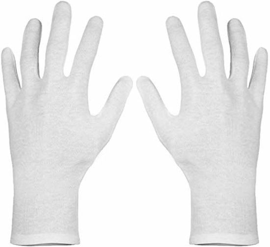 Picture of Paxcoo 12 Pairs XL White Cotton Gloves for Dry Hand Moisturizing Cosmetic Eczema Hand Spa and Coin Jewelry Inspection