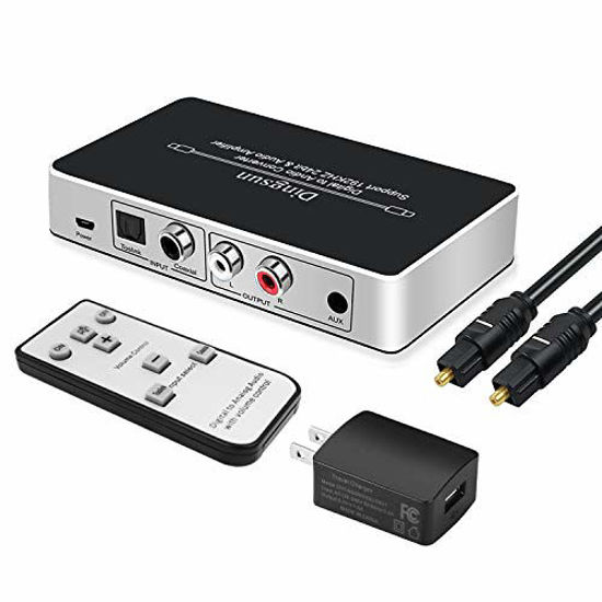 Picture of Optical to RCA, Digital to Analog Audio Converter, Optical to Analog Converter with Remote, DAC Converter Support 192KHz/24bit with IR Remote Control, Optical Cable and Power Adapter (Silver)