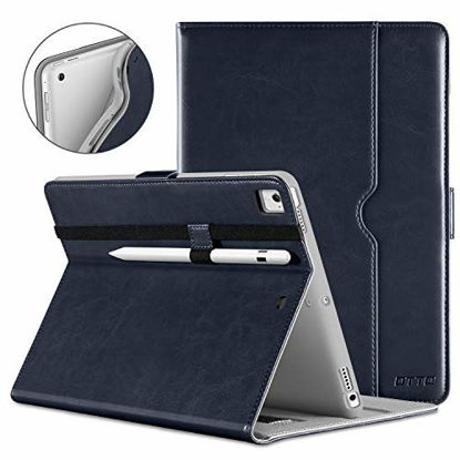 Picture of DTTO New iPad 9.7 Inch 5th/6th Generation 2018/2017 Case with Apple Pencil Holder, Premium Leather Folio Stand Cover Case for Apple iPad 9.7 inch, Also Fit iPad Pro 9.7/Air 2/Air - Blue(Grey Lining)