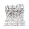 Picture of Honbay 4.5 Inch x 2 Yards Sparkling Flower Shape Diamond Mesh Wrap Roll Faux Crystal Rhinestone Mesh Ribbon for Wedding, Birthday, Baby Shower, Arts & Crafts,etc (Silver)