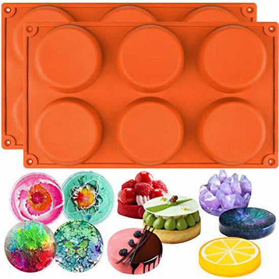 Picture of Funshowcase Mini 6-Cavity Disc Cake Pie Custard Tart Resin Coaster Silicone Molds Fluted 2-Bundle