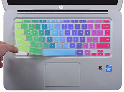 Picture of CaseBuy Colorful Ultra Thin Keyboard Cover for HP 14 inch Chromebook/HP Chromebook 14-db Series/HP Chromebook 14-ca Series/HP Chromebook 14-ak Series/HP Chromebook 14 G2 G3 G4 G5, Rainbow