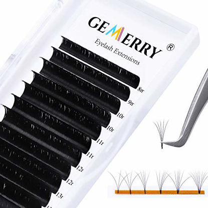 Picture of Volume Lash Extensions 0.07 D Curl 8-14mm Mixed Volume Eyelash Extensions Easy Fan Lashes Self Fanning 2D-10D C/D Curl Rapid Blooming Lash Extension Supplies 8-25mm (0.07-D Curl, Mix 8-14mm)