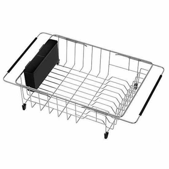 SANNO Expandable Dish Drying Rack Sink Dishes Drainer , Dish Rack