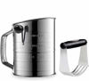 Picture of Sifter for Baking Stainless Steel 3 Cup Flour Sifter with 4 Wire Agitator Rotary Hand Crank Sifter -Dough Blender Included