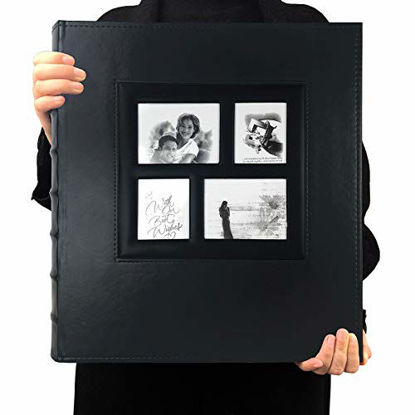 Picture of RECUTMS Photo Album 4x6 600 Photos Black Pages Large Capacity Leather Cover Wedding Family Photo Albums Holds 600 Horizontal and Vertical Photos (Black)