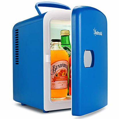 Picture of AstroAI Mini Fridge 4 Liter/6 Can AC/DC Portable Thermoelectric Cooler and Warmer for Skincare, Foods, Medications, Home and Travel, Blue