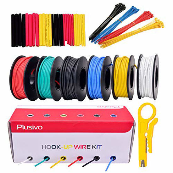GetUSCart- 22AWG Silicone Hook Up Wire - 22 Gauge Stranded Tinned Copper  Wire with Silicone Insulation, 6 Colors (Black, Red, Yellow, Green, Blue,  White) 23ft / 7m Each, Hook Up Wire Kit from Plusivo