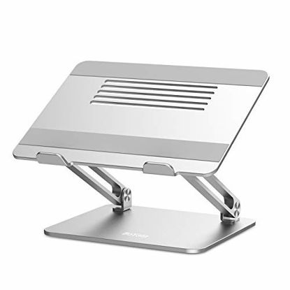 Picture of Laptop Stand, Boyata Adjustable Laptop Riser with Slide-Proof Silicone and Protective Hooks, Aluminum Notebook Stand for Laptop up to 17 Inches, Laptop Holder Compatible for MacBook, Surface Laptop