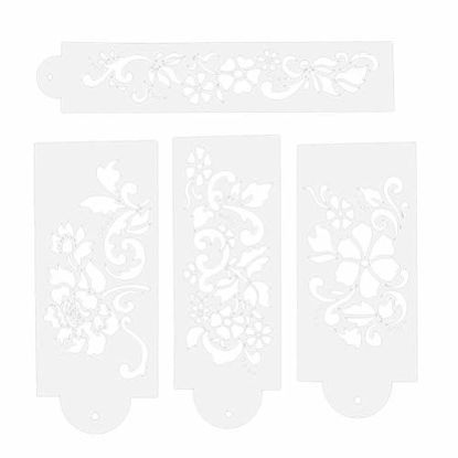 Picture of Artibetter 2 Sets Lace Flower Cake Fondant Side Baking Stencil Templates Creative Wedding Cake Decorating DIY Baking Tools (White)