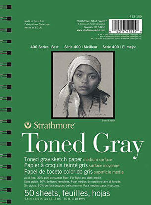 Picture of Strathmore Gray Drawing 400 Series Toned Sketch Pad, 5.5"x8.5", 50 Sheets