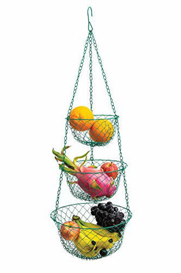 Picture of Fox Run Green 3-Tier Kitchen Hanging Fruit Baskets, 32 Inches