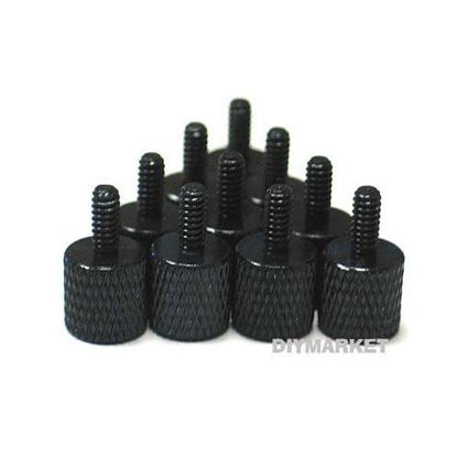 Picture of 10 x Black Anodized Alumium Computer Case Thumbscrews (6-32 Thread) for Cover / Power Supply / PCI Slots / Hard Drives