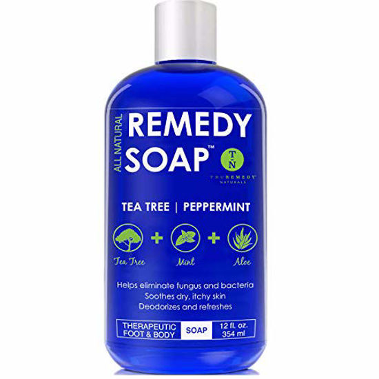 Picture of Remedy Soap Tea Tree Oil Body Wash, Helps Body Odor, Athletes Foot, Jock Itch, Ringworm, Yeast Infections, Skin Irritations, Shower Gel for Women/Men, Natural Mint & Aloe Skin Cleanser 12 Oz