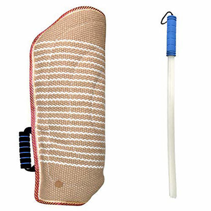 Picture of MelkTemn Professional Dog Bite Training Set Dog Bite Arm Sleeve with Whip Agitation Stick for Dogs Training Protection Biting Sleeve for Pitbull German Shepherd Puppy Biting Playing