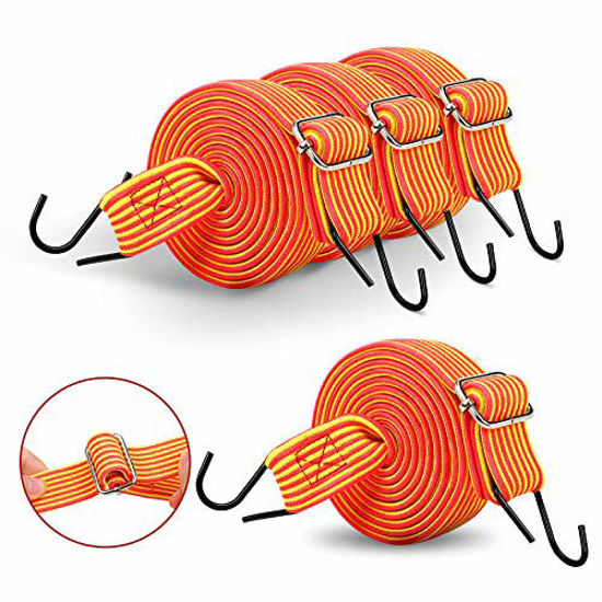 GetUSCart- Bungee Cord, 80 Flat Adjustable Bungee Cords 4 Pack Bungee  Straps with Adjustable Length Metal Buckle & Hooks for Hand Carts, Heavy  Duty Cargo, Luggage Rack, Camping, Gardening, Clothesline