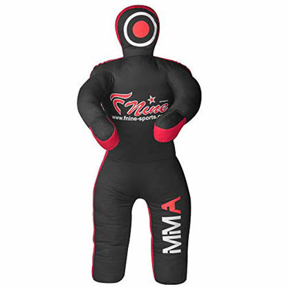 Picture of FNine Sports MMA Grappling Dummy, for Judo, Wrestling, Brazilian Jiu Jitsu, Submission and Throwing UNFILLED Canvas Bag (Black Red, 47 Inches (4 feet))