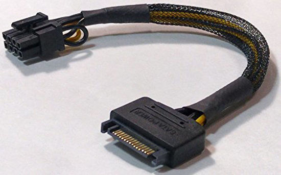 Picture of 15-Pin SATA Male to 8-Pin (6+2 Pin) PCI-Express Female Video Card Power Adapter Cable