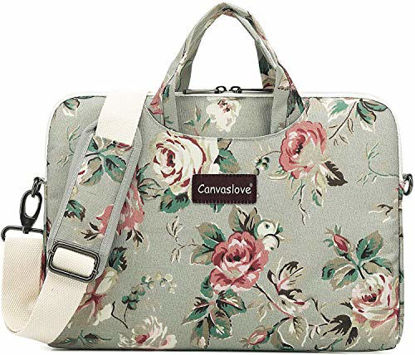 Picture of Canvaslove Rose Pattern Water Resistant Laptop Shoulder Messenger Bag for MacBook Pro 16 inch and 14 inch to 15.6 inch Laptop
