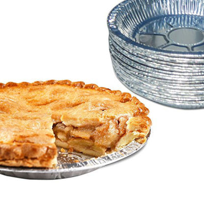 Picture of Premium 9" Aluminum Foil Pie Pans. Disposable Tin Plates for Pies Tart Quiche. (Pack of 50)