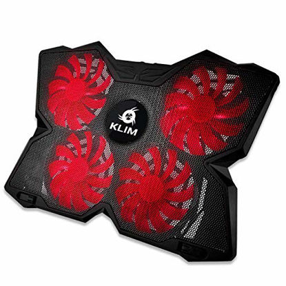 Picture of KLIM Wind Laptop Cooling Pad - Support 11 to 19 Inches Laptops, PS4 - [ 4 Fans ] - Light, Quiet Rapid Cooling Action - Ergonomic Ventilated Support - Gamer USB Slim Portable Gaming Stand - Black