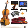 Picture of Mendini MV400 Ebony Fitted Solid Wood Violin with Tuner, Lesson Book, Hard Case, Shoulder Rest, Bow, Rosin, Extra Bridge and Strings - Size 4/4, (Full Size)