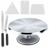 Picture of Cake Stand, Ohuhu Aluminium Revolving Cake Turntable 12'' Rotating Cake Decorating Stand with 2 Icing Spatula and Comb Icing Smoother, Baking Cake Decorating Supplies