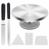 Picture of Cake Stand, Ohuhu Aluminium Revolving Cake Turntable 12'' Rotating Cake Decorating Stand with 2 Icing Spatula and Comb Icing Smoother, Baking Cake Decorating Supplies