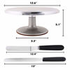 Picture of Cake Stand, Ohuhu Aluminium Revolving Cake Turntable 12'' Rotating Cake Decorating Stand with 2 Icing Spatula and Comb Icing Smoother, Baking Cake Decorating Supplies