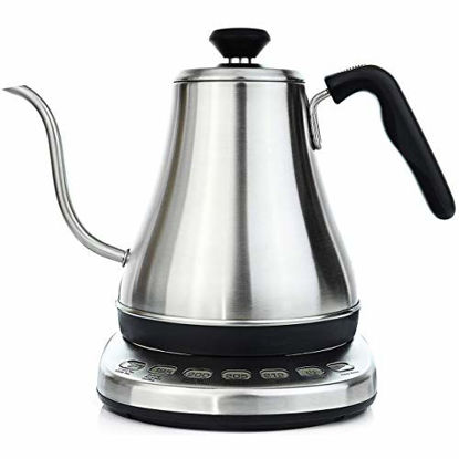 Picture of Gooseneck Electric Kettle with Temperature Control & Presets - 1L, Stainless Steel - Tea & Pour Over Coffee Kettle