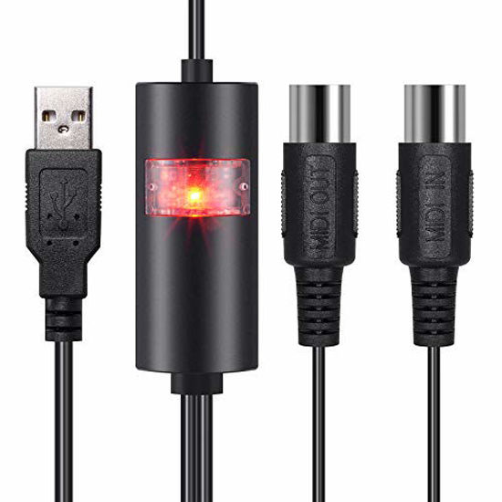USB MIDI Cable Converter USB Interface to In-Out MIDI Cord Works for PC  Laptop to Piano Keyboard in Music Studio 6.5Ft