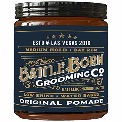 Picture of Battle Born Grooming Co Original Pomade (Bay Rum, 4 oz) | Medium Hold | Low Shine | Natural Ingredients | Water Based