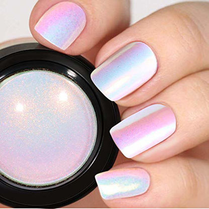 Picture of PrettyDiva Unicorn Nail Powder - Indigo Mermaid Nails Powder Aurora Nail Pigment, Neon Iridescent Mica Powder Chrome Nails Powder for Nail Art