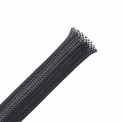 Picture of 100ft - 1/8 inch PET Expandable Braided Sleeving - Black - Alex Tech braided cable sleeve