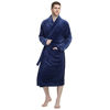 Picture of U2SKIIN Mens Fleece Robe Plush Collar Shawl Bathrobe(Navy,S/M)