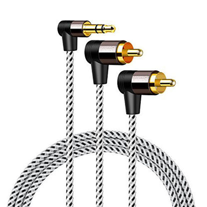 Picture of 3.5mm to RCA,CableCreation Long 16ft Angle 3.5mm Male to 2RCA Male Auxiliary Stereo Audio Y Splitter Gold-Plated for Smartphones, MP3, Tablets, Speakers,Home Theater,HDTV,5M