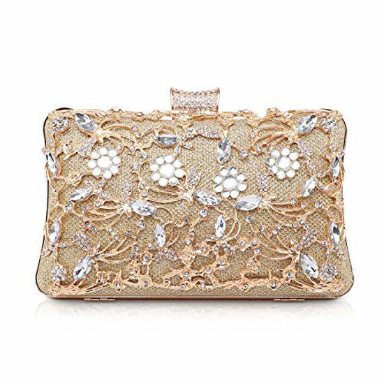 GetUSCart- Womens Beaded Clutch Rhinestone Evening Bag Wedding Bridal Prom  Purse,Silver.