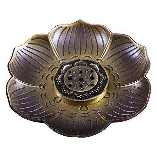 Picture of ShanBenTang Incense Holder, Multipurpose Bronze Lotus Incense Burner for Incense Sticks, Cones or Coils