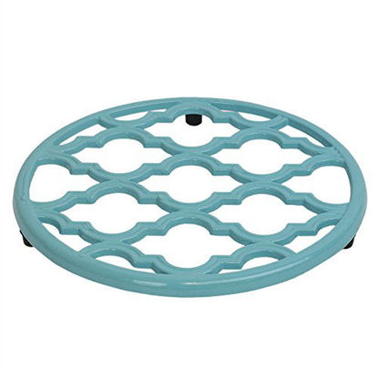 Picture of Home Basics Lattice Collection Cast Iron Trivet for Serving Hot Dish, Pot, Pans & Teapot on Kitchen Countertop or Dinning, Table-Heat Resistant (1, Turquoise)