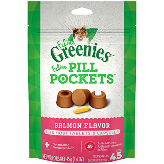 Picture of FELINE GREENIES PILL POCKETS for Cats Natural Soft Cat Treats, Salmon Flavor, 1.6 oz. Pack (45 Treats)