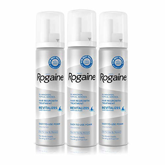 Picture of Men's Rogaine 5% Minoxidil Foam for Hair Loss and Hair Regrowth, Topical Treatment for Thinning Hair, 3-Month Supply