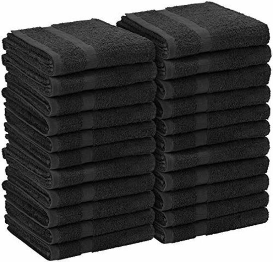 Utopia Towels - Cotton Bleach Proof Salon Towel (16x27 inches) - Bleach  Safe Gym 100% Cotton Hand Towel (24 Pack, Black)