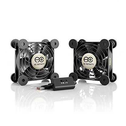 Picture of AC Infinity MULTIFAN S5, Quiet Dual 80mm USB Fan, UL-Certified for Receiver DVR Playstation Xbox Computer Cabinet Cooling