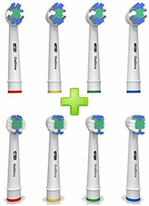 Picture of Oral Shine Electric Toothbrush Replacement Heads Compatible with Oral-B Electric Toothbrushes | 4 Floss Action Heads Plus 4 Soft Brush Heads | Remove Plaque And Decrease Gingivitis