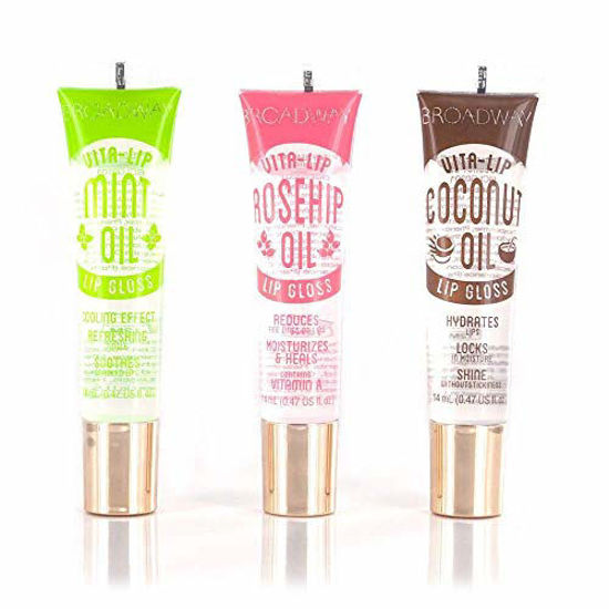 Picture of Broadway Vita-Lip Clear Lip Gloss 0.47oz/14ml (3PCS - Mint & Coconut & Rosehip Oil)